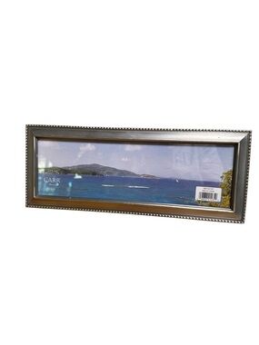 Carr 4x12 Panoramic Picture Silver Tone Photo Frame Tabletop Opening Vintage